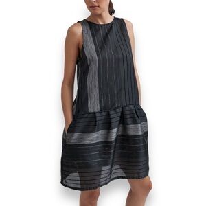 Ace & Jig Black Shadow/Metallic Silver Party Frock Sleeveless Knee Length Dress